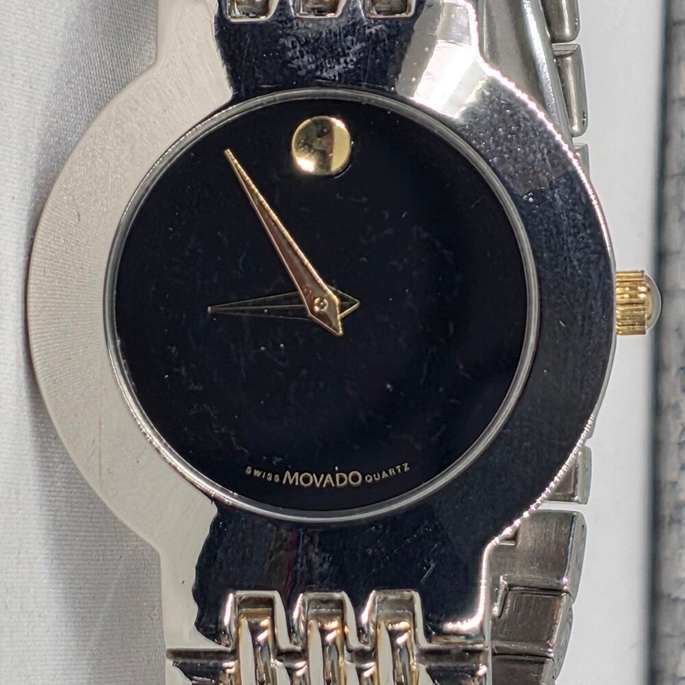 MOVADO MUSEUM TWO‑TONE QUARTZ WATCH – VINTAGE 90'S – 34MM – SAPPHIRE CRYSTAL - Picture 13 of 13